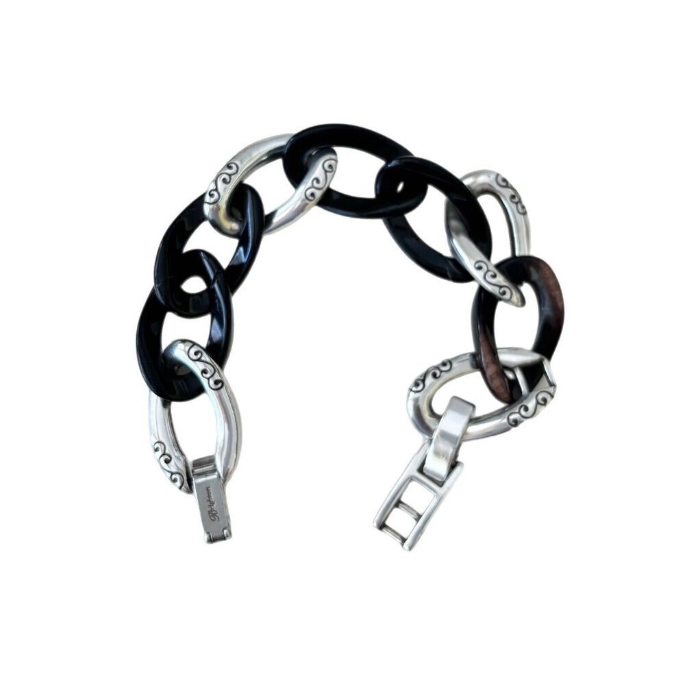 Brighton Contempo scroll Link Chain Ombré Link Strand Bracelet Silver & Brown - Picture 4 of 5